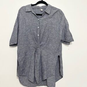 Carlson Chambray Linen Button Up Top size medium